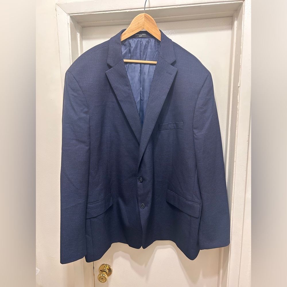 Shaquille O’Neal XLG Men’s Blue Gingham Check Sport Coat Blazer Jacket Size 54 R